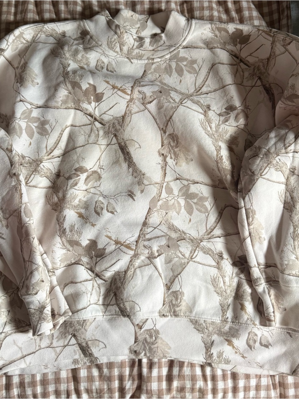Abercrombie & Fitch Cream and Tan Botanical Print Sweatshirt